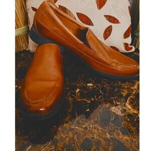 Preloved Men's Clarks Tilden Free Leather Slip On  Loafers - Size 13M / Cognac